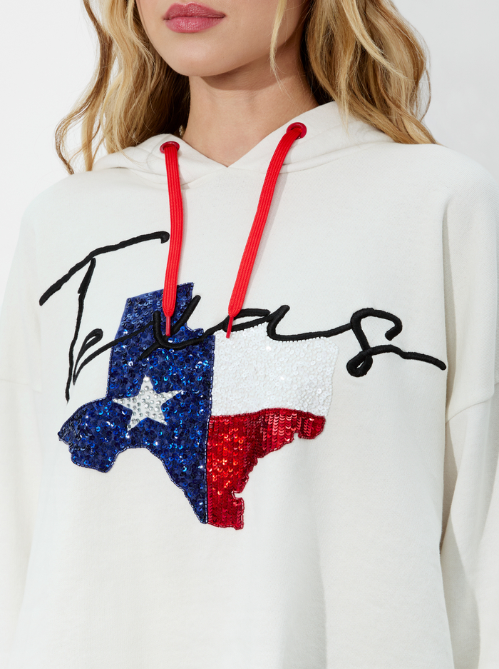 SUNNY CROPPED HOODIE - OFF WHITE MULTI image 2 - ALICE + OLIVIA