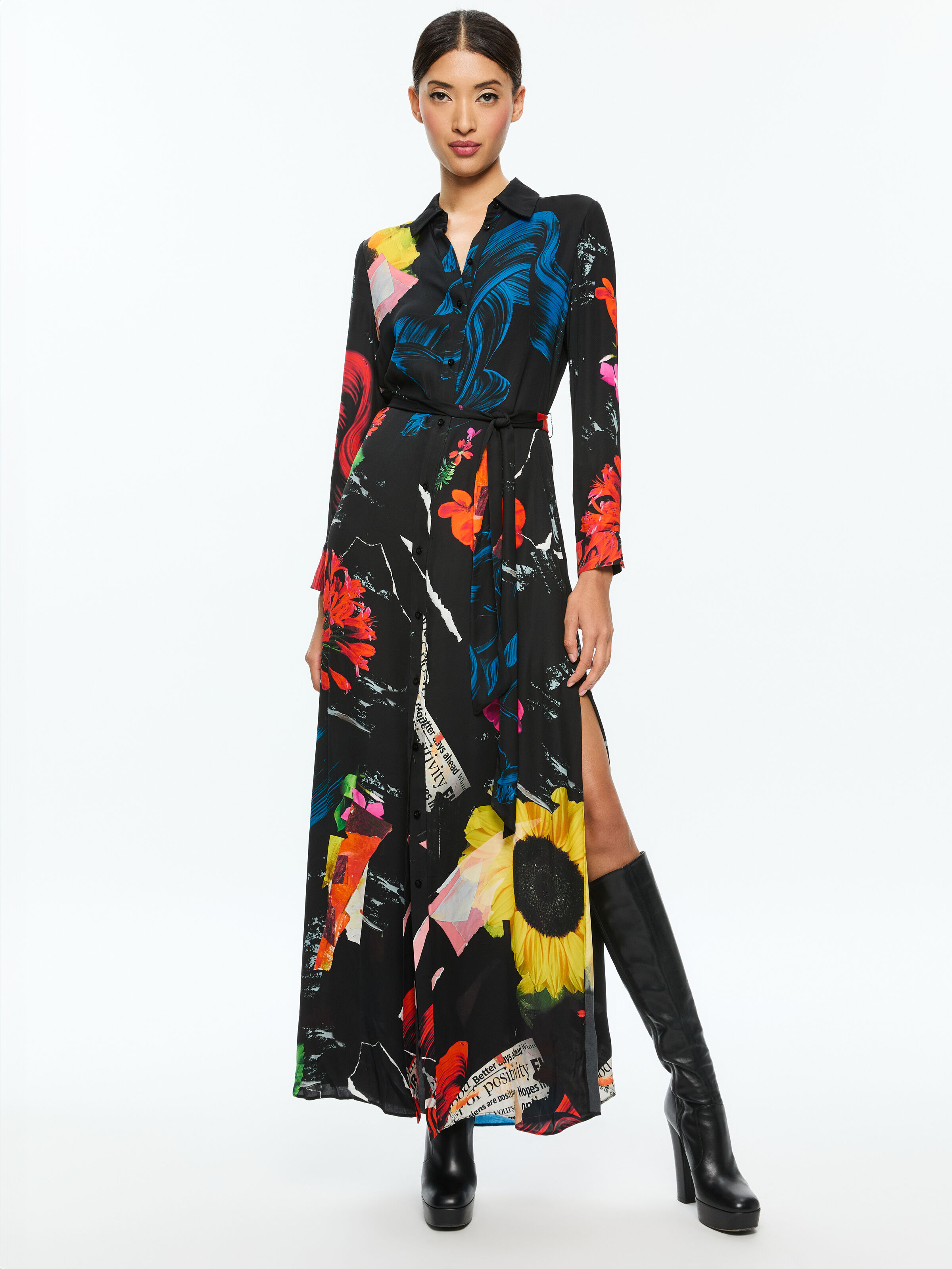 Chassidy Maxi Shirt Dress In Azalea Floral Alice Olivia