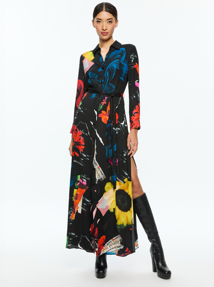 CHASSIDY MAXI SHIRT DRESS - AZALEA FLORAL - Alice And Olivia