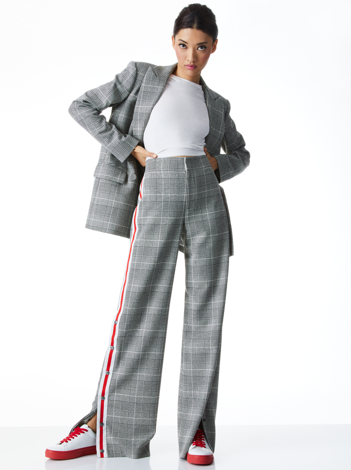 ARIAS LINEN BLAZER - BLACK/OFF WHITE image 4 - Alice And Olivia