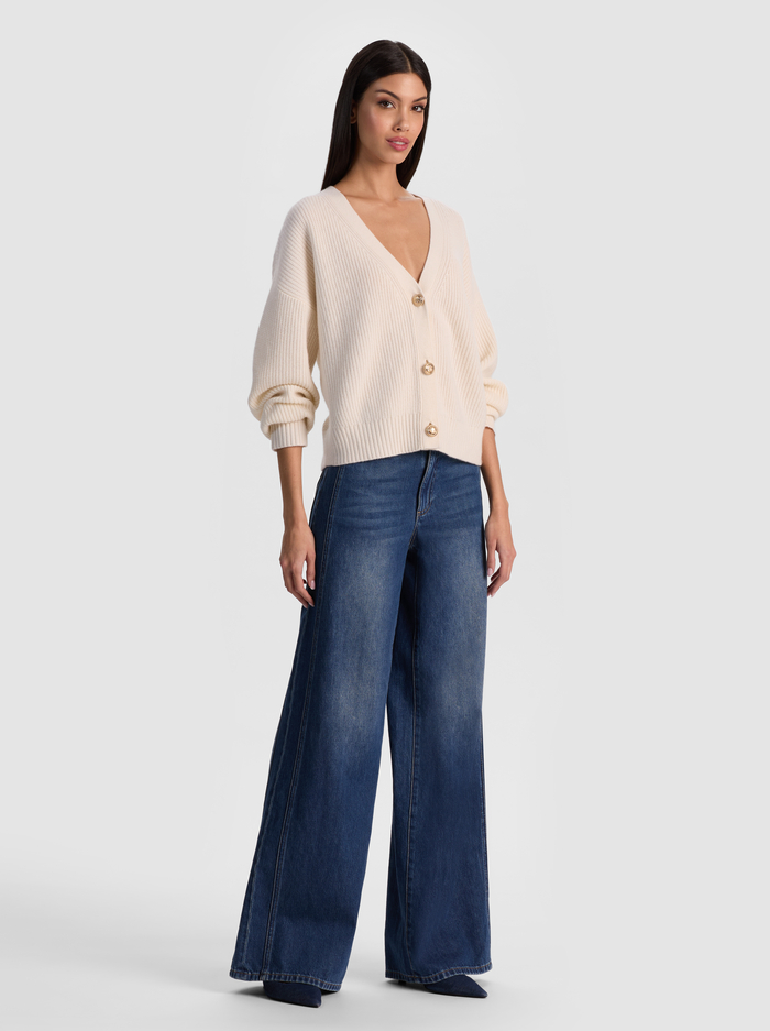 ATTICUS CASHMERE CARDIGAN - ECRU image 4 - ALICE + OLIVIA