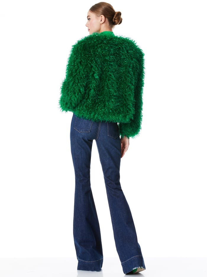 JERRIE COLLARLES FAUX FUR COAT - EMERALD image 1 - Alice And Olivia