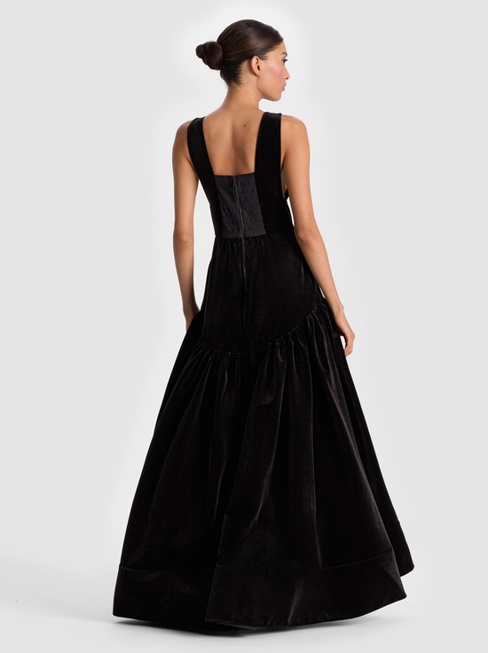BLACK-LILA VELVET GOWN