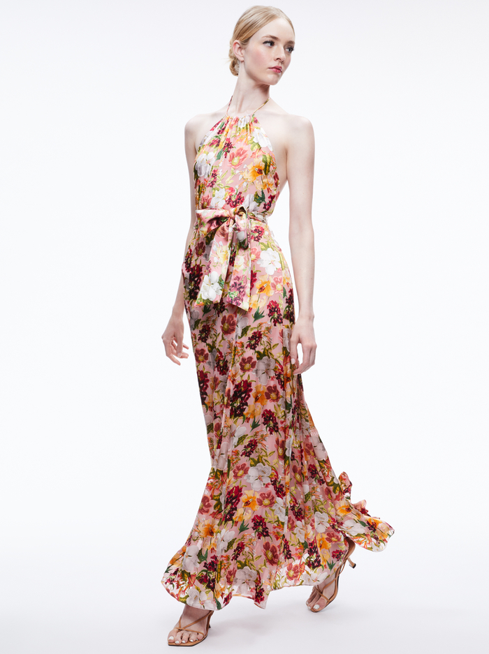 DITA TIE NECK HALTER DRESS - JUNIPER FLORAL ROSE image 2 - Alice And Olivia