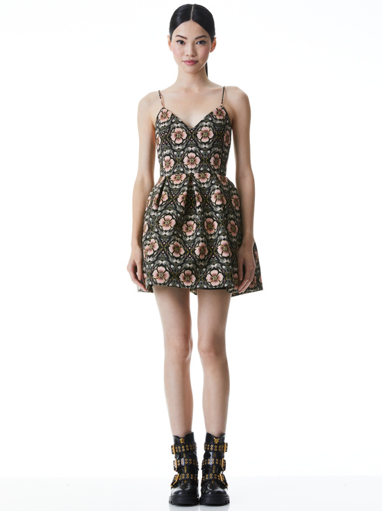 madison floral mini dress Chiffon Floral Print Empire Waist Mini Dress