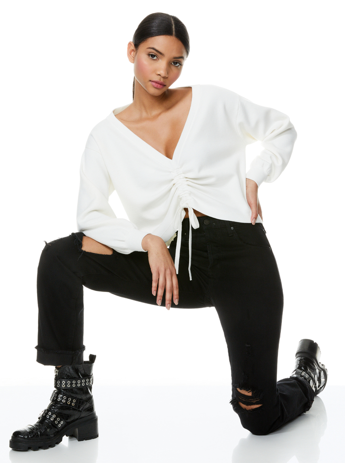 NORA REVERSIBLE DRAWCORD PULLOVER - SOFT WHITE image 7 - Alice And Olivia