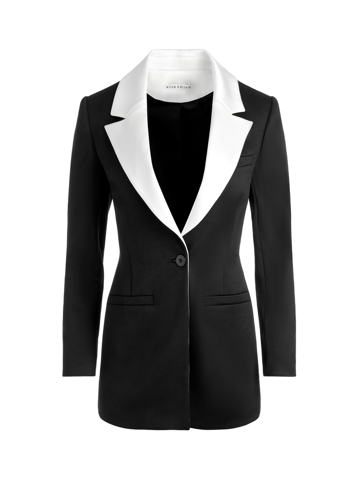 SILVIE FITTED BLAZER - BLACK/ECRU image 5 - Alice And Olivia