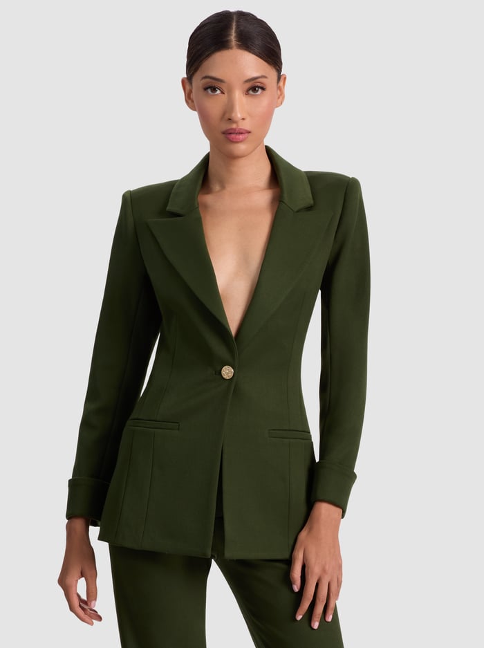 BURNS FITTED BLAZER - DARK OLIVE - Alice And Olivia