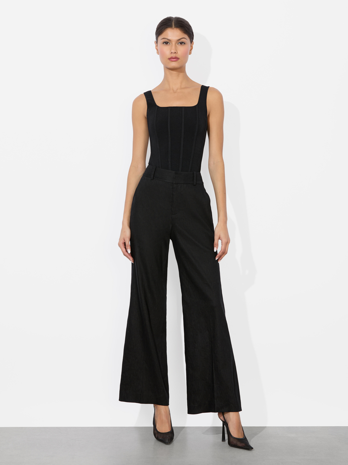 QUINN LINEN KICK FLARE PANT - BLACK image 4 - Alice And Olivia