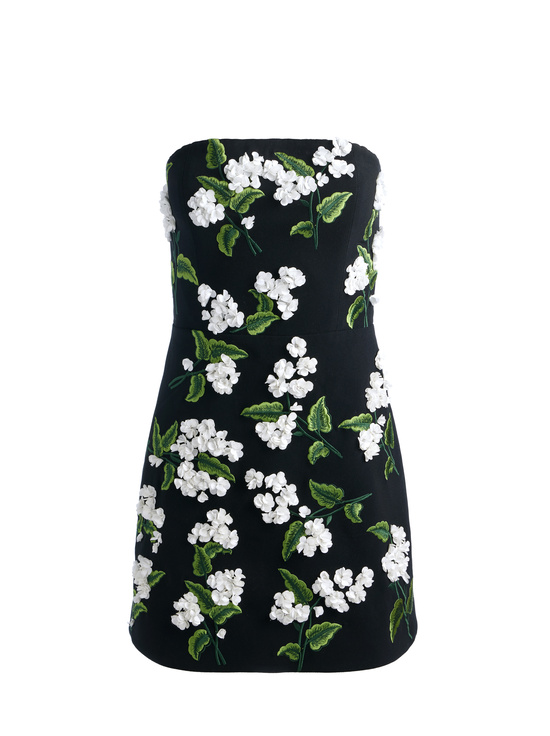 BLACK/OFF WHITE-VELIA EMBELLISHED MINI GOWN