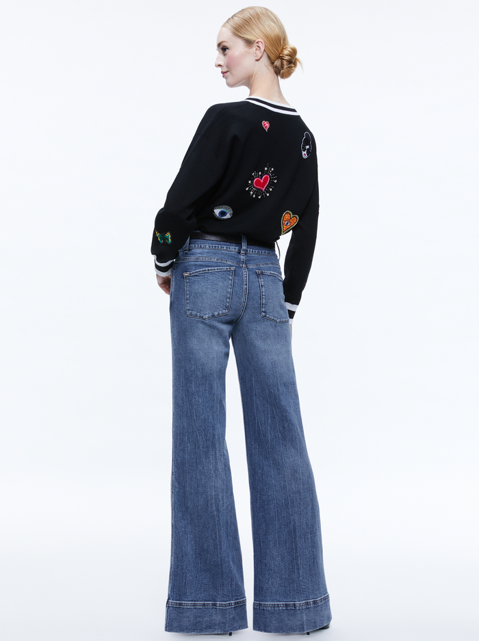 STACEFACE PULLOVER - BLACK MULTI image 1 - Alice And Olivia