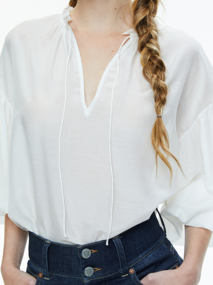 JULIUS VOLUMINOUS BLOUSON SLEEVE BLOUSE - OFF WHITE image 3 - Alice And Olivia