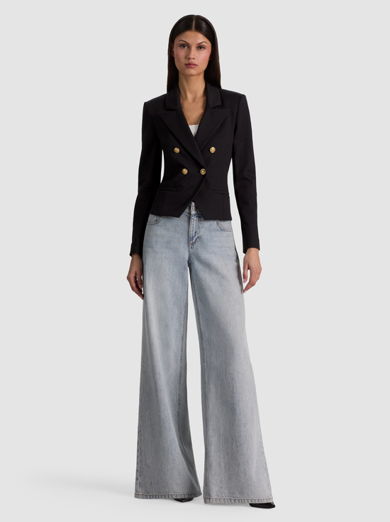 BLACK-SABLE DOUBLE BREASTED CROPPED BLAZER