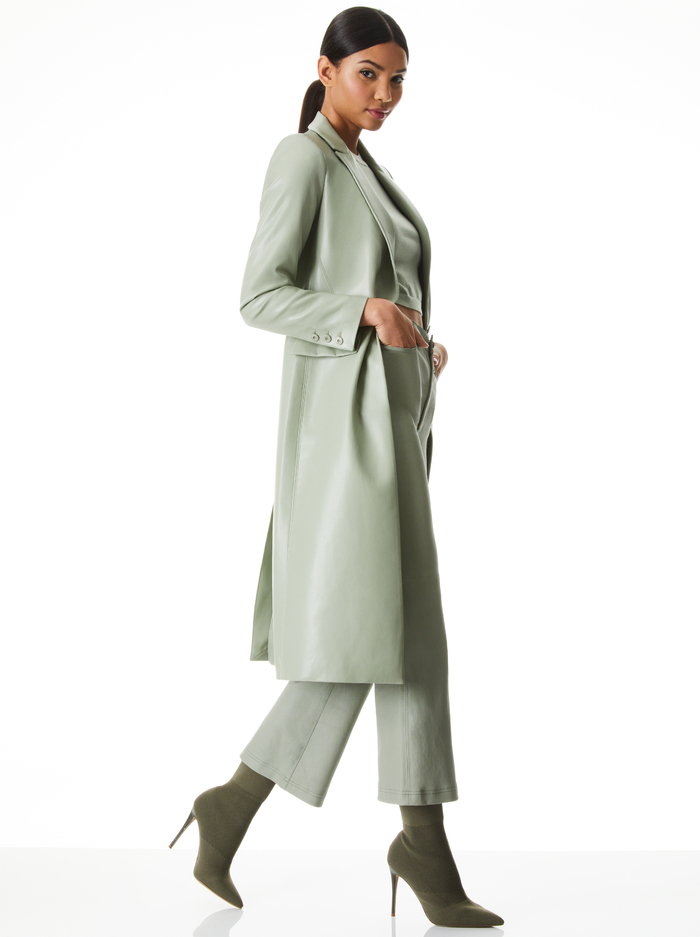 MACEY VEGAN LEATHER LONG BLAZER - SAGE image 4 - ALICE + OLIVIA