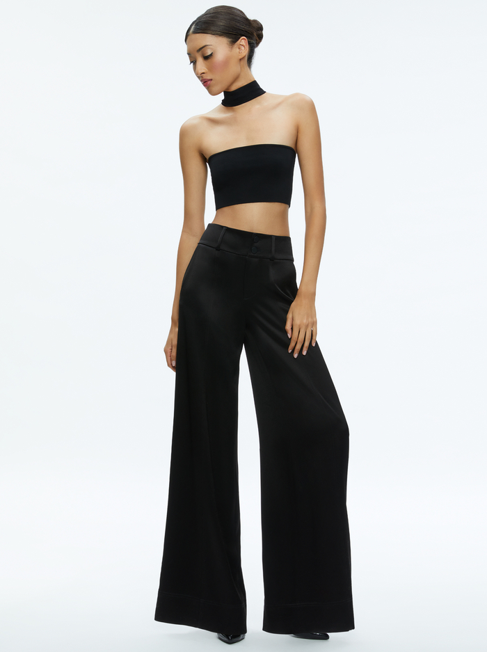 RAYA MOCK NECK RACERBACK CROPPED PULLOVER - BLACK image 4 - Alice And Olivia
