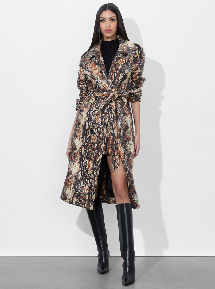 NEVADA VEGAN TRENCH - CAMEL/BLACK SNAKE image 4 - Alice And Olivia