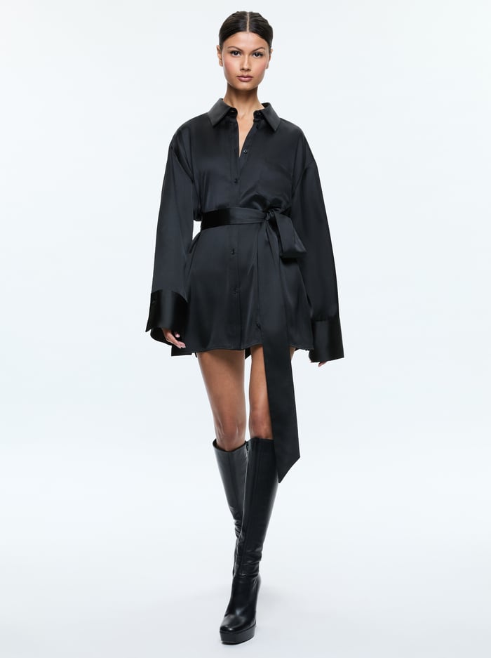 FINELY MINI SHIRT DRESS - BLACK image 4 - Alice And Olivia