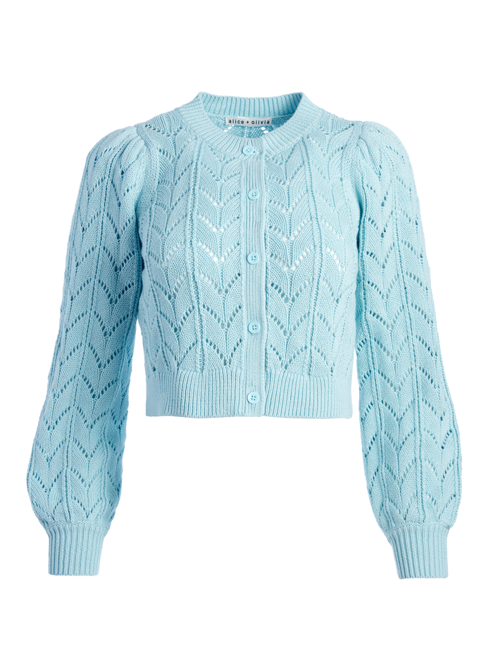 KITTY PUFF SLEEVE CARDIGAN - WATERFALL image 5 - Alice And Olivia