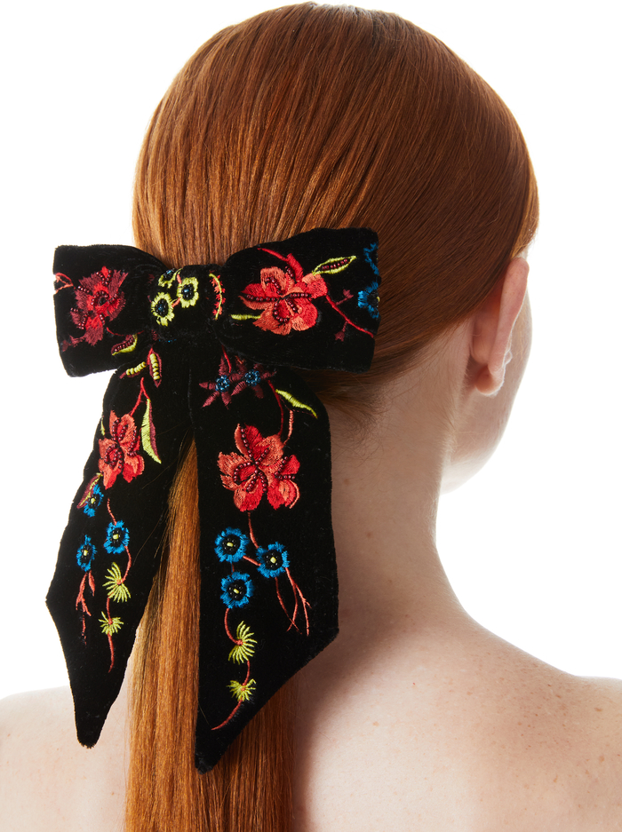 KITTI EMBROIDERED BOW BARRETTE - MULTI - Alice And Olivia