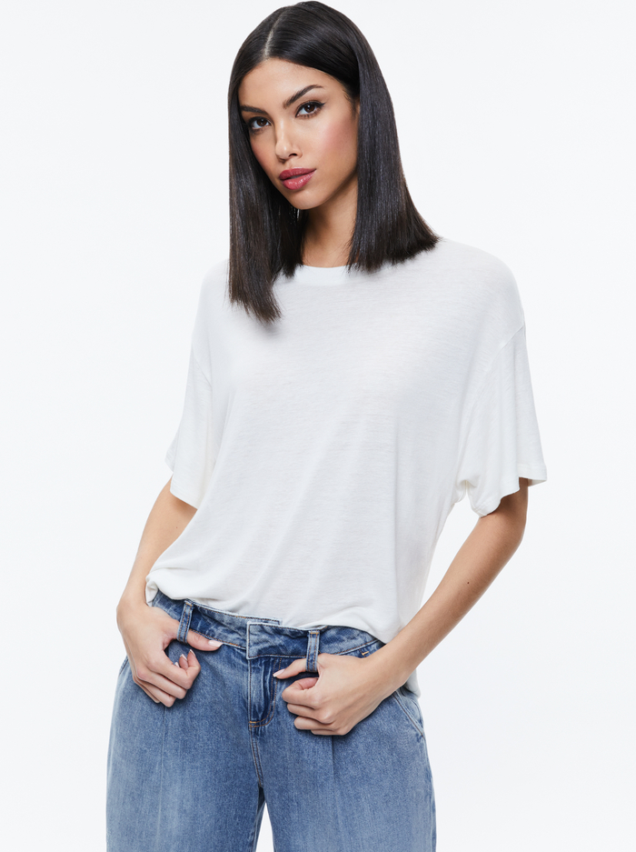 EVAN OVERSIZED TEE - OFF WHITE - Alice And Olivia