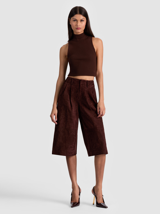 DARK CHOCOLATE-ELOISE SUEDE LONG SHORT