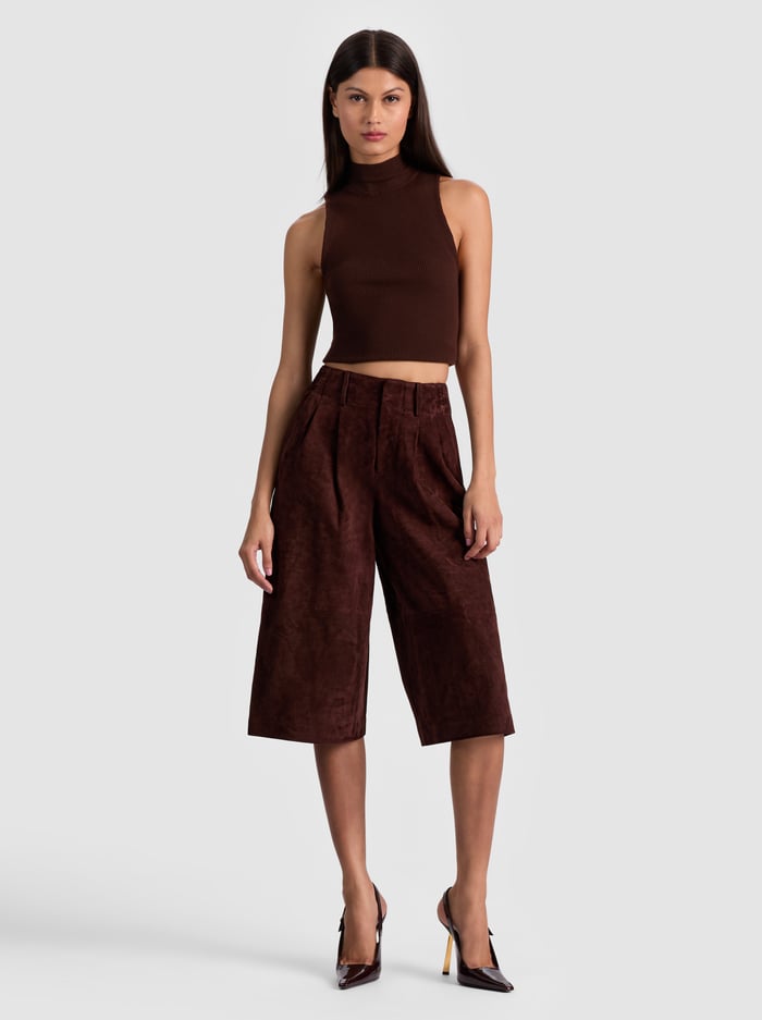 ELOISE SUEDE LONG SHORT - DARK CHOCOLATE image 5 - Alice And Olivia