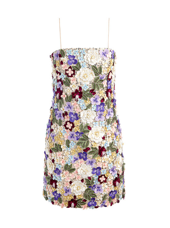 CHAMPAGNE/MULTI-VELIA EMBELLISHED MINI GOWN