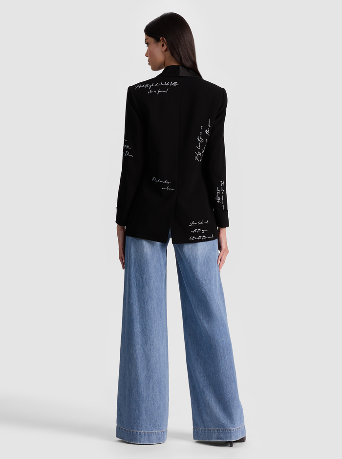 IVAN EMBROIDERED BLAZER - BLACK/OFF WHITE image 2 - Alice And Olivia