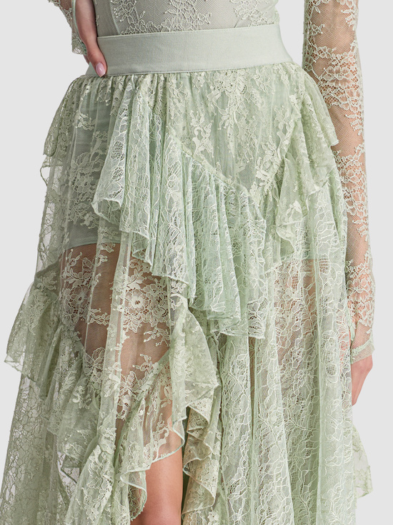 GREEN TEA-KARYS MIXED MEDIA SKIRT