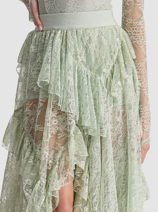 GREEN TEA-KARYS MIXED MEDIA SKIRT