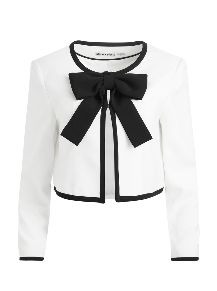 KIDMAN BOW FRONT CROPPED JACKET - OFF WHITE/BLACK image 5 - Alice And Olivia