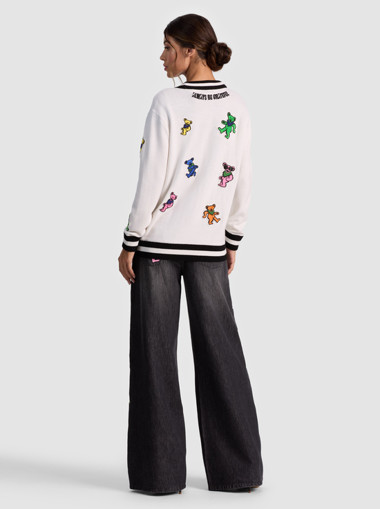 SOFT WHITE MULTI-A+O X GRATEFUL DEAD BRADFORD CARDIGAN