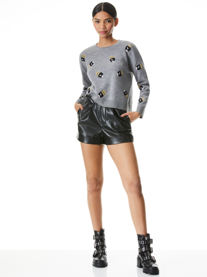 GLEESON EMBELLISHED PULLOVER - MED HEATHER GREY/MULTI image 4 - ALICE + OLIVIA