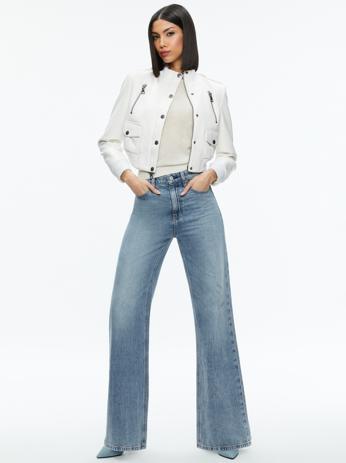 RIA  VEGAN LEATHER MOTO JACKET - OFF WHITE image 2 - Alice And Olivia