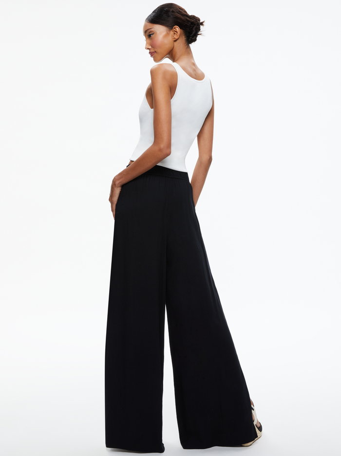 SAVETTA HIGH WAISTED WIDE LEG SIDE SLIT PANT - BLACK image 1 - Alice And Olivia