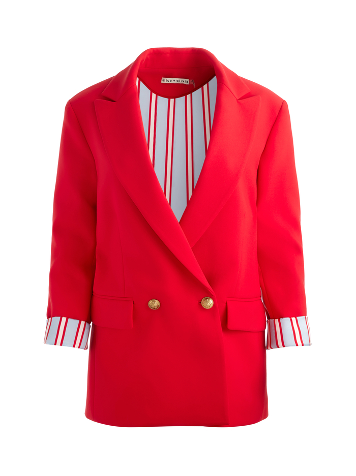 ARIAS DOUBLE BREASTED BLAZER - BRIGHT RUBY image 5 - Alice And Olivia