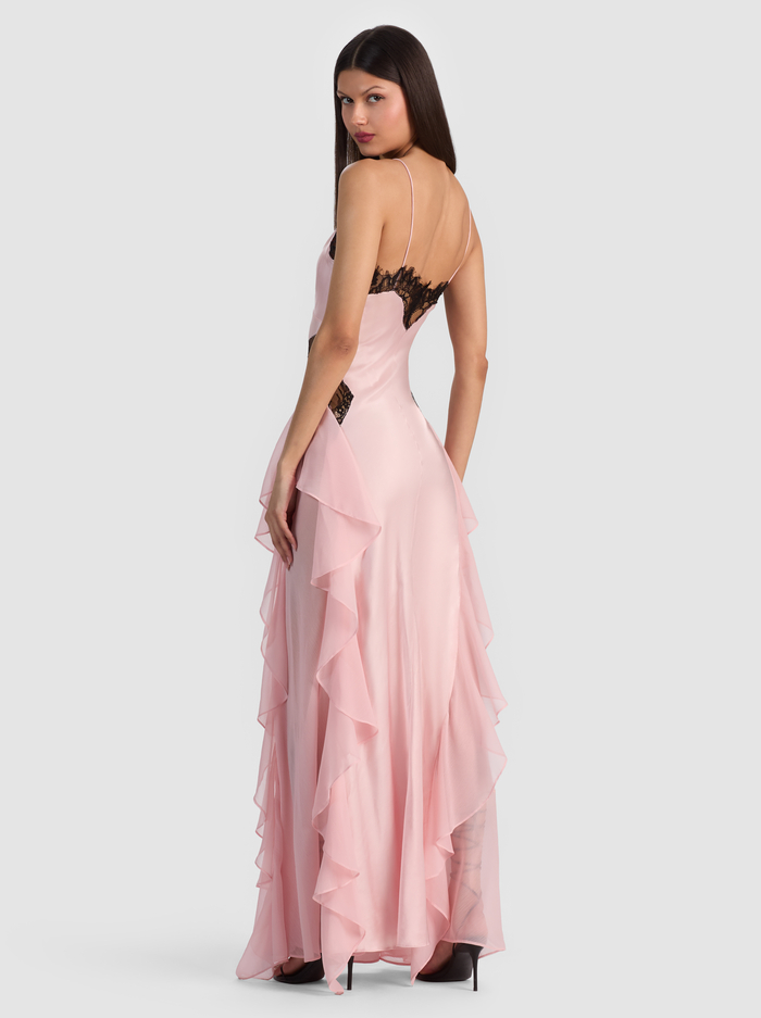 SHELBA RUFFLED GOWN - ENGLISH ROSE/BLACK image 4 - ALICE + OLIVIA