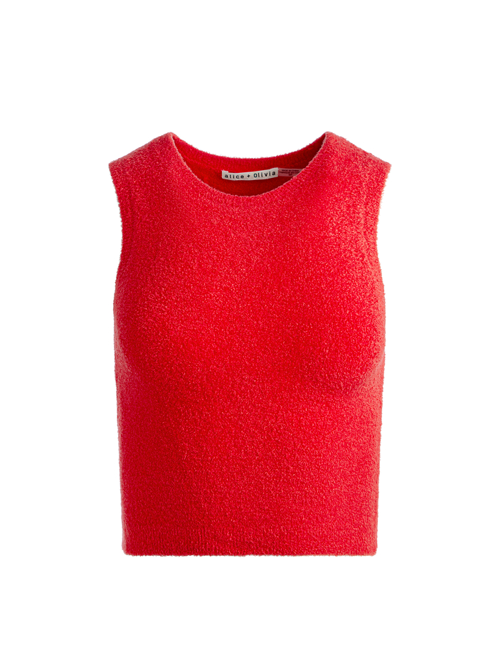 AMITY SLEEVELESS CROPPED TANK - BRIGHT RUBY image 4 - Alice And Olivia