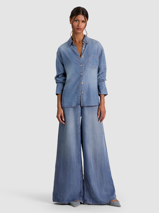 FLORENCE VINTAGE BLUE-FINELY OVERSIZED DENIM BUTTON DOWN