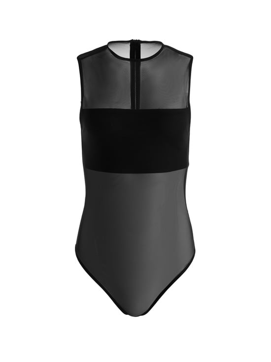 BLACK-BANDEAU SLEEVELESS BODYSUIT