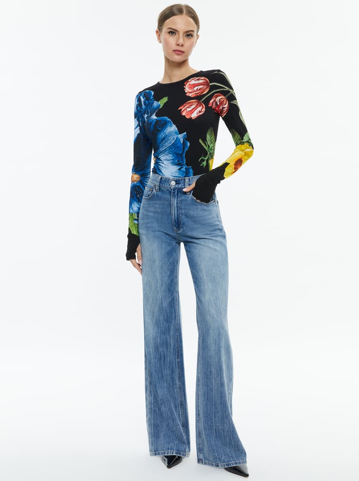 DELAINA LONG SLEEVE TOP - LE PARISIEN BLACK image 1 - Alice And Olivia