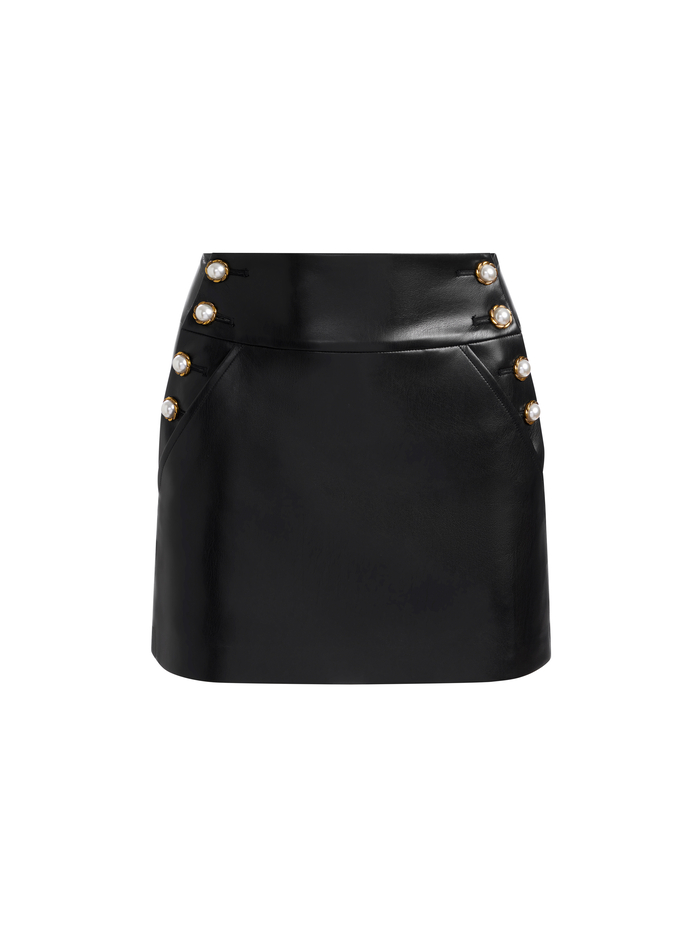 DONALD VEGAN MINI SKIRT - BLACK image 3 - Alice And Olivia