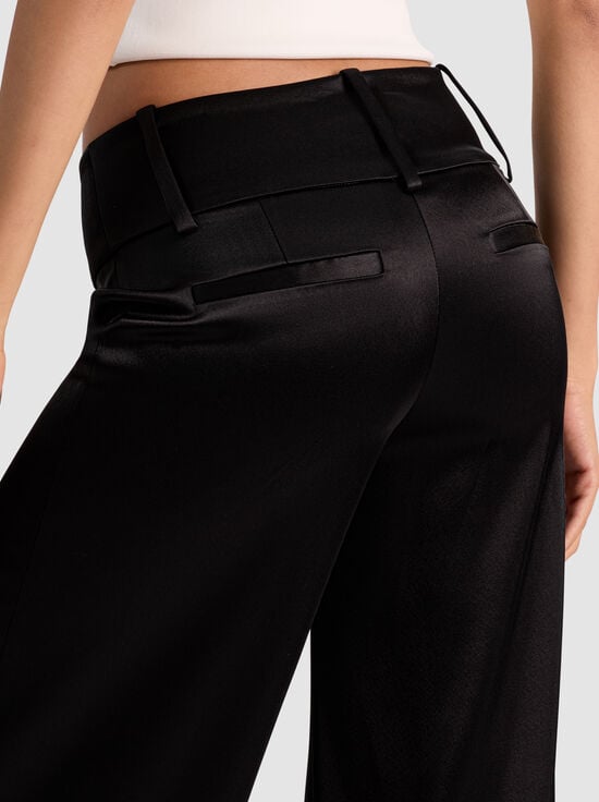 BLACK-OLIVIA SATIN WIDE LEG PANT