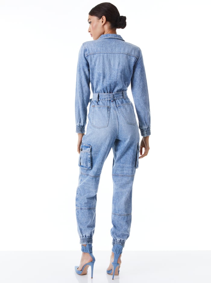 ETHA CHAMBRAY JUMPSUIT - LIGHTNING BLUE image 1 - Alice And Olivia