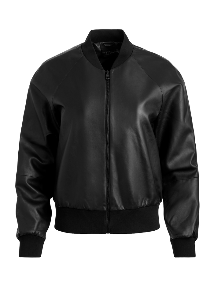 FELISA LEATHER BOMBER - BLACK image 5 - Alice And Olivia
