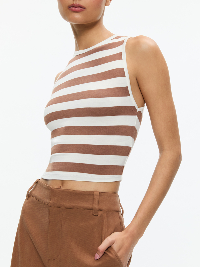 ANDRE FITTED CROPPED TANK - OFF WHITE/CAMEL image 3 - Alice And Olivia