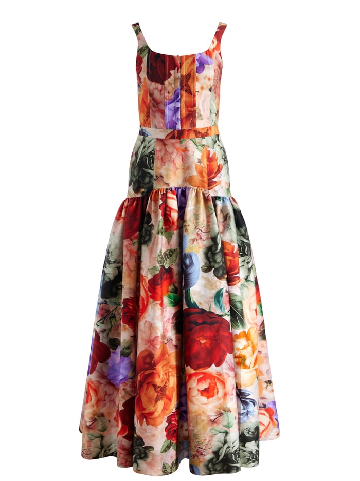 DIANA STRUCTURED MAXI DRESS - STORM FLORAL LG image 5 - Alice And Olivia