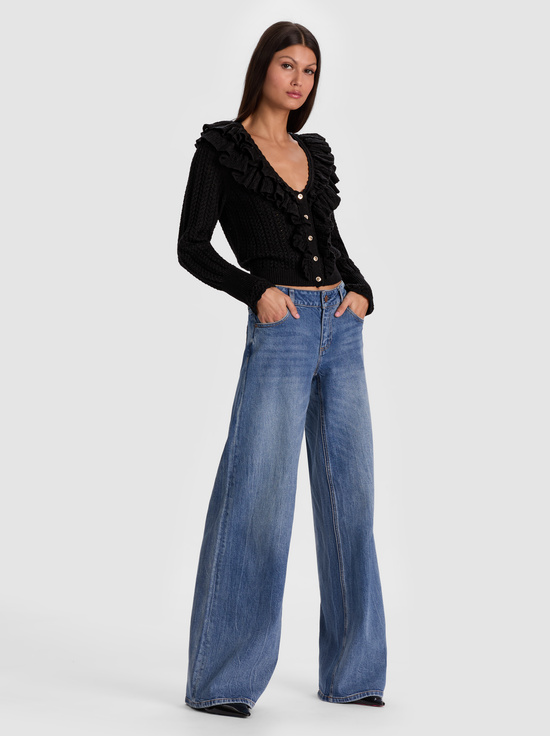 BLACK-EILEEN RUFFLE CARDIGAN