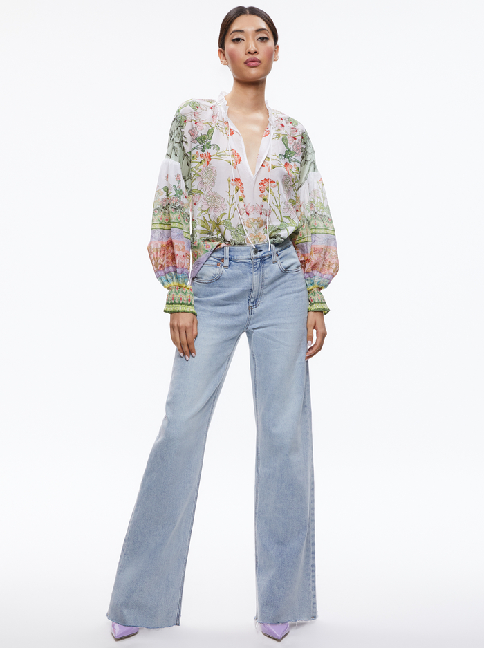 JULIUS BLOUSON SLEEVE TIE FRONT TOP - FLORAL FEST image 2 - ALICE + OLIVIA