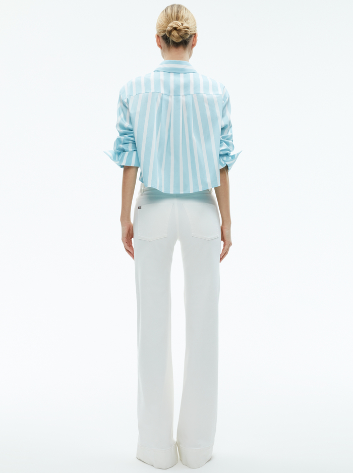 FINELY CROPPED BUTTON DOWN - DREAM STRIPE SPRING SKY image 2 - Alice And Olivia